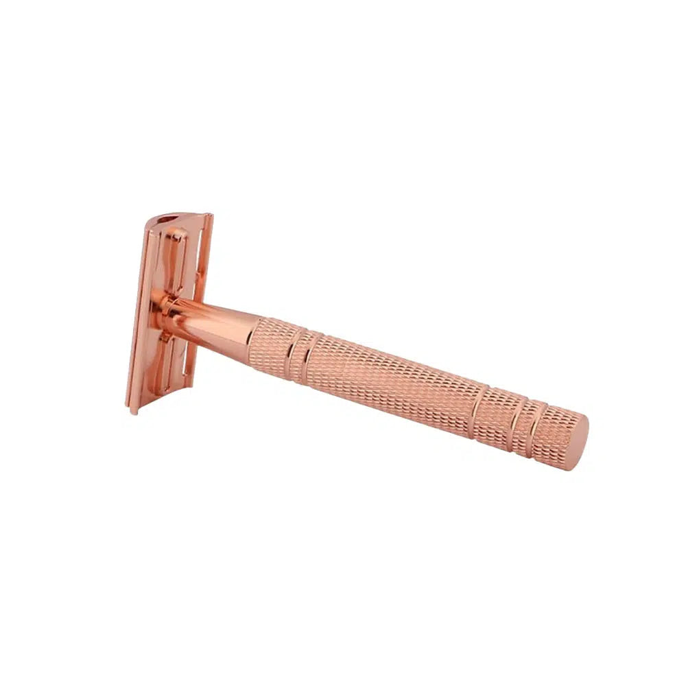 Rose Gold Stainless Steel Safety Razor – Elegant Double-Edge Shaving Tool